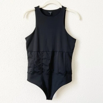 Express Body Contour Paneled Bodysuit Black Size Medium Goth Neutral Party - Image 1 of 4