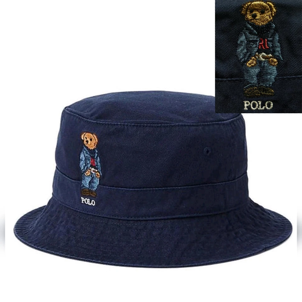New Polo Ralph Lauren Men’s Size S/M Navy Blue Polo Bear Bucket Hat NWT  - Image 1 of 4