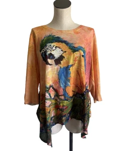 Leoma Lovegrove Top Papagei Damen XL All Over Print bunt Fun Party Kreuzfahrt - Bild 1 von 9