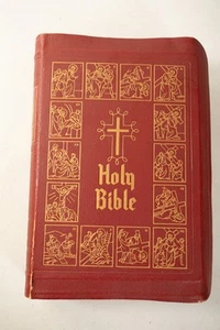 Catholic Home Edition Bible (UW3/JSF6) Old/New Testiment 1954 Red Leather - Picture 1 of 19