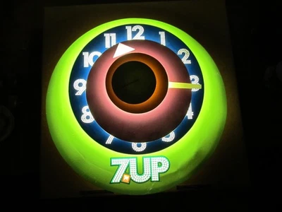 Vintage 7-UP Everbrite Lighted Uncentric Clock, Mod, Psychedelic, NEW IN BOX - Image 1 of 4