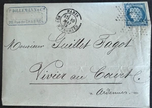 🦬Lettre avec N°60 - 25 c bleu Cérès - Cachet étoile de Paris N°4 🦬 - Picture 1 of 1