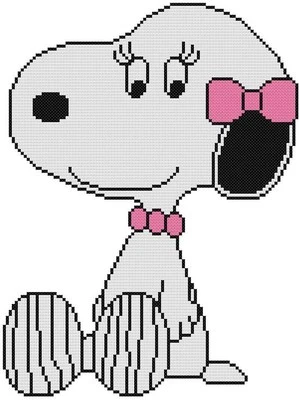 CROSS STITCH+ CRAFT PATTERN Snoopy Sister Sibling Belle Girl Beagle Dog Hair Bow - Image 1 of 4