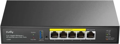 Cudy C200P 2-in-1 Gigabit VPN Router AP Controller 4 PoE+ Ports USB 3.0 - Image 1 of 4