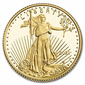 2021-W 1/10 oz Proof American Gold Eagle (Type 1) (w/Box & COA) - Picture 1 of 3