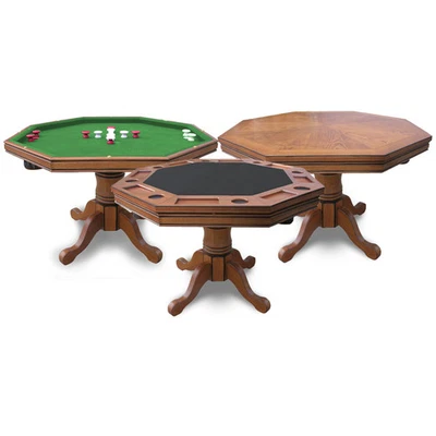 Hathaway Kingston 48-in Poker, Bumper Pool, Dinning Table Oak 48-in diameter x 3 - Image 1 of 4