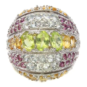 925 Sterling Silver Ring Oval Peridot 6x4mm Citrine Sapphire Gemstone Size7 - Picture 1 of 14