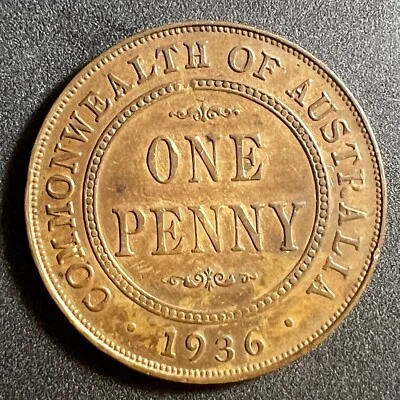 1936 AUSTRALIA COMMONWEALTH LARGE CENT ~ R & B UNCIRCULATED - Image 1 of 2
