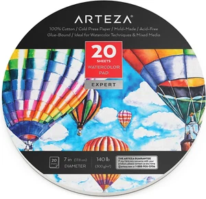 round Watercolor Pad [7-Inch Diameter, 20 Sheets] round Watercolor Paper Pad wit - Picture 1 of 12
