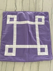 Pottery Barn Teen Purple White Ribbon Trim 18x18" Pillow Cover - Picture 1 of 6