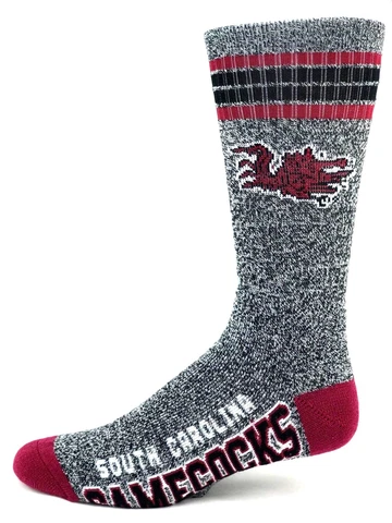 South Carolina Gamecocks Gray Got Marbled 4 Stripe Quarter Socks Cover