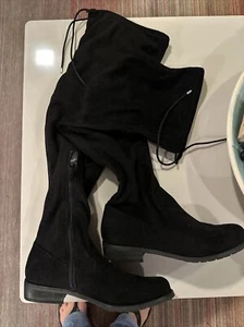 9 West Cómodas Botas de Tacón Plano Hasta el Muslo Talla 8.5 Gamuza - Imagen 1 de 5
