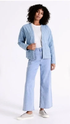 Grab Denim Jacket Size AU/UK 6/US 2 Light Blue Chambray Quilted Long Sleeve  Foto 1 de 4