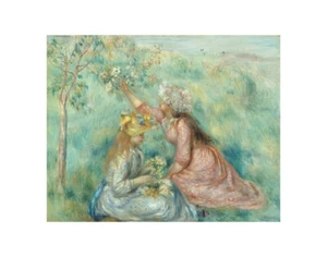 Girls Picking Flowers in Meadow, Pierre Auguste Renoir, Art Print Poster 11"x14" - Picture 1 of 1