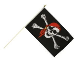 Pirat mit Kopftuch Stockflagge Flaggen Fahnen Stockfahne 30x45cm - Bild 1 von 1