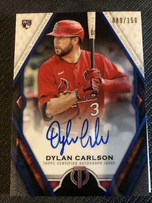 2021 topps tribute dylan carlson auto Blue Parallel /150 Rookie Card - Image 1 of 2