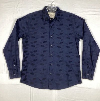 Camisa Age Of Wisdom Para Hombre Grande Perla A Presión Puño Abatible Occidental Manga Larga Azul Foto 1 de 4