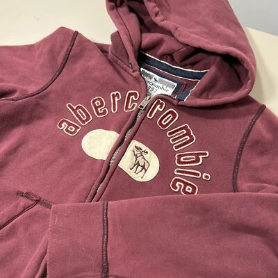 Sudadera con Capucha Abercrombie Niños XLarge Roja Cremallera Completa Roja Deletrear Logo Juventud Exterior Y2K Foto 1 de 4