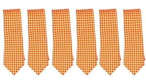 Orange Diamond Pattern Satin Neck Skinny Men Tie (Pack of 6) - Picture 1 of 4