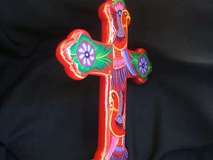 Wall decor , hand painted Cross,  Mexican Pottery Art,  - Picture 1 of 5