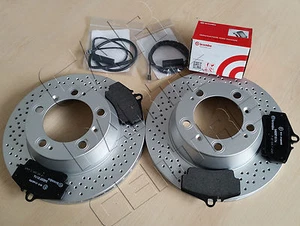 FOR PORSCHE BOXSTER S CAYMAN 2.9 3.2 3.4 R REAR DRILLED BRAKE DISCS PADS WIRE - Picture 1 of 1