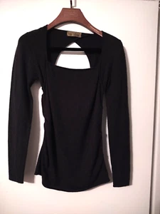 NICOLE MILLER 100% Cashmere (L) Sweater LOW FRONT Cutout Back DARTS ON SIDES - Picture 1 of 7