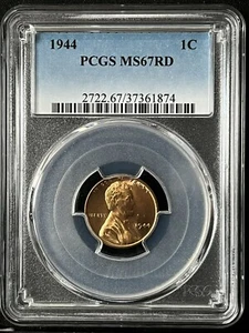 1944 1C RD Lincoln Wheat One Cent PCGS MS67RD 37361874 - Picture 1 of 2