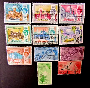 11 BERMUDA STAMPS, 1950s - 1960s, USED - Picture 1 of 3