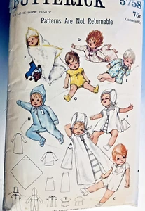 VTG Butterick 5758 Infant Layette Unisex 10 Pc Baby Clothes Shower Gift - Picture 1 of 5