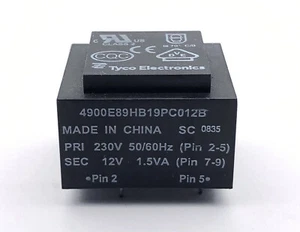 Transformador electrónico 1 pieza TYCO 4900E89HB19PC012B 12 VDC 1,5 VA 4 pines - Imagen 1 de 4