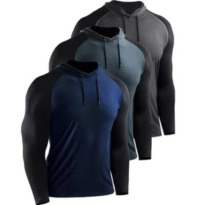 UPF50+ Men Outdoor Fishing Hoodie Sun Block Skin Protection Long Sleeve T-Shirt - Picture 1 of 18