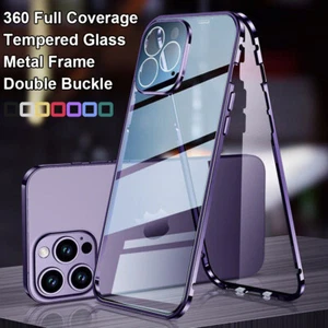 Custodia metallo adsorbimento magnetico vetro temperato 360 protezione per iPhone - Foto 1 di 32
