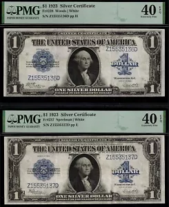 1923 $1 Silver Certificate  PMG 40EPQ reverse changeover  Fr 238 Fr 237 - Picture 1 of 2