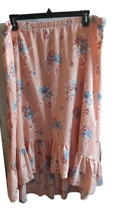 Cato Peach Floral Hi Lo Skirt Plus size 22/24W Stretch Crinkle #2G - Picture 1 of 3