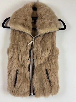 Chaleco de piel de conejo Colebrook para mujer talla S beige Foto 1 de 4