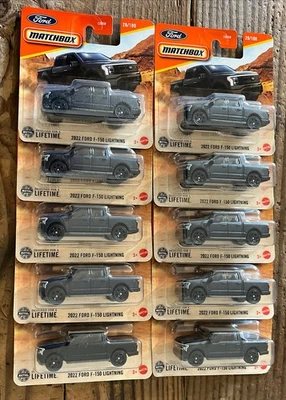 LOT OF 10 SHORT CARD MATCHBOX 2022 FORD F150 LIGHTNING ALL BLACK 28/100 F-150 - Image 1 of 4