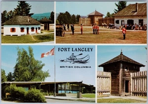 Postal cromada del Parque Histórico Nacional Fort Langley, BC, vista múltiple de los años 70-80 - Imagen 1 de 2