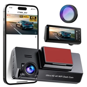 Dash Cam Front 4K Built-in 5GHz WiFi with CPL, Dash Camera for Cars with 64GB... - Picture 1 of 8
