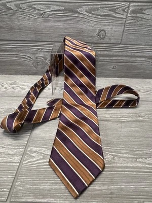 Joseph A. Corbata de banco gris púrpura dorado a rayas Italia mezcla de seda Foto 1 de 4