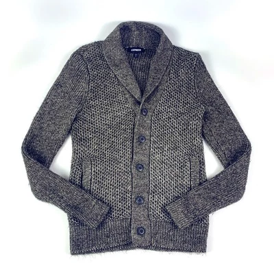 Cárdigan Express Tejido Cuello Mantón Waffle Para Hombres Pequeño Marrón Chocolate Abuelo Pescador Foto 1 de 4