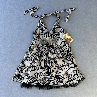 Face Off Dress Womens 10 Black White Foral  - image 1 of 4