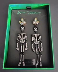 Betsey Johnson Skelett Ohrringe "Just Treats" Glow Chandelier Kristall Ohrringe  - Bild 1 von 2