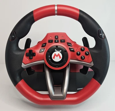 Nintendo Switch Mario Kart Hori Racing Wheel Pro Deluxe W/ Pedals NSW-228U - Image 1 of 4