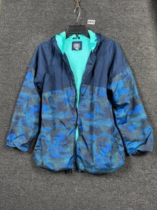 Gap Kids GapFit Camo Windbreaker Jacket Size XXL Elysian Blue Outerwear Hooded - Picture 1 of 8