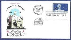 1959 FDC 4c Abraham Lincoln issue #1116 Fluegel cachet - Picture 1 of 2