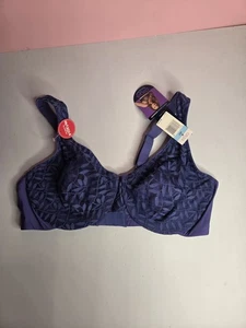 Olga Womens Women's Sheer Leaves Minimizer Bra 40c NEW Blue Indigo  - Picture 1 of 9