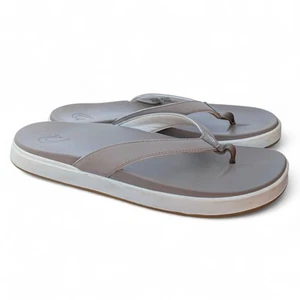Olukai Sandals Womens Size 11 Nu'a Pi'o Taupe Flip Flops Platform Shoes Nua Pio - Picture 1 of 20