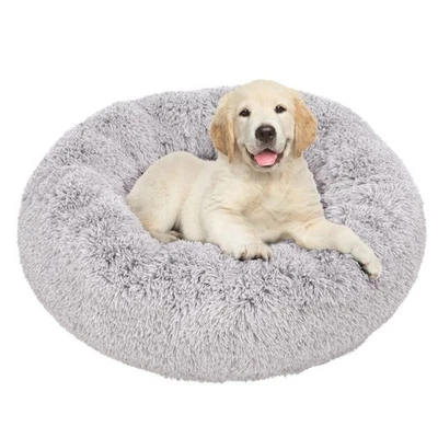 Dog Bed Donut Soft Plush Cat Beds For Calming Pet Anti Anxiety Washable 50-100cm