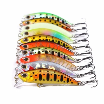 10 Stück Minnow Crankbait Kunstköder Fischköder Wobbler Angeln Köder Haken Hecht - Bild 1 von 4