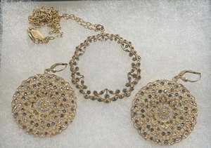 La Vie Parisienne Catherine Popesco 14K GP Lace Filigree Earrings with Crystals - Picture 1 of 10